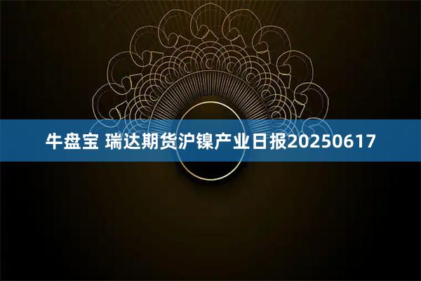 牛盘宝 瑞达期货沪镍产业日报20250617