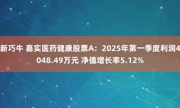 新巧牛 嘉实医药健康股票A：2025年第一季度利润4048.49万元 净值增长率5.12%